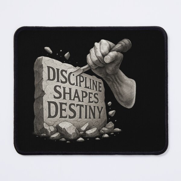 Item preview, Discipline Shapes Destiny - Stone Carving Illustration designed and sold by MKreative Studio.