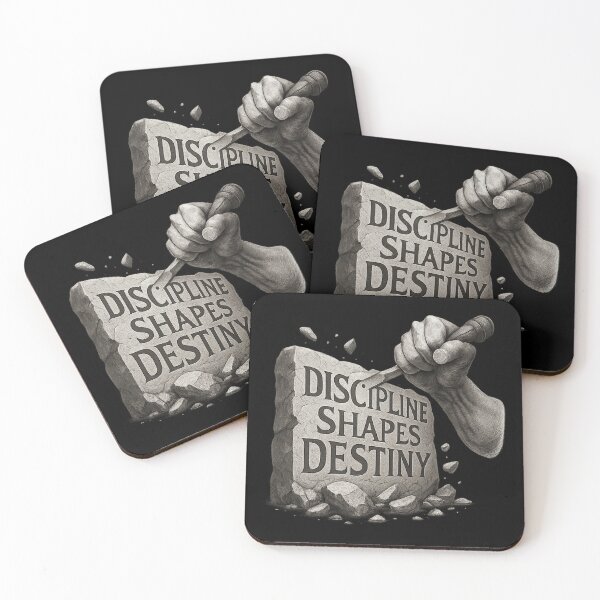 Item preview, Discipline Shapes Destiny - Stone Carving Illustration designed and sold by MKreative Studio.