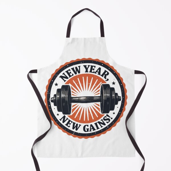 Item preview, New Year New Gains - Funny Gym Motivation & Fitness Goals 2026 Dumbbell Emblem designed and sold by Design-Pro-21.