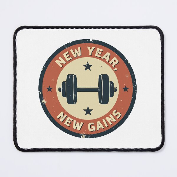 Item preview, New Year New Gains - Vintage Gym Barbell Fitness Motivation & Workout 2026 designed and sold by Design-Pro-21.