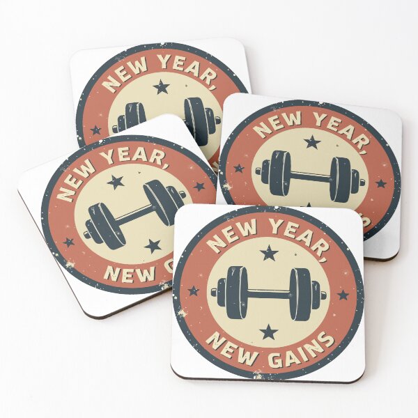 Item preview, New Year New Gains - Vintage Gym Barbell Fitness Motivation & Workout 2026 designed and sold by Design-Pro-21.