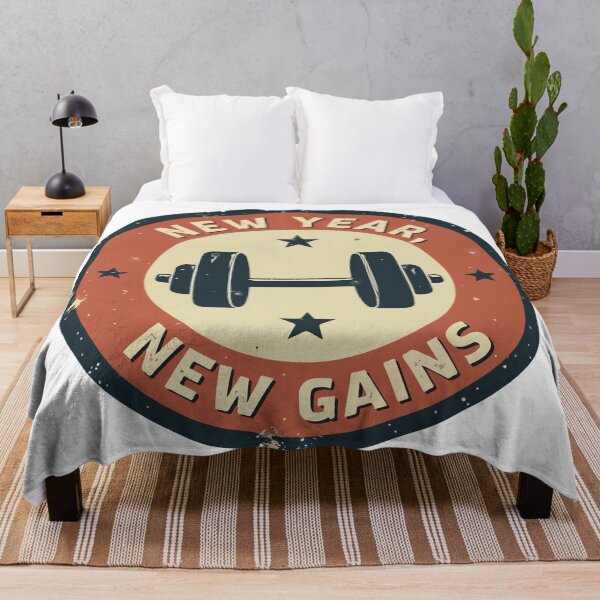 Item preview, New Year New Gains - Vintage Gym Barbell Fitness Motivation & Workout 2026 designed and sold by Design-Pro-21.