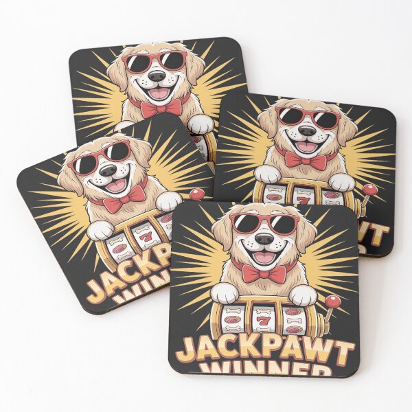 Item preview, Lucky Jackpawt Winner Gambling Casino Dog Plays Slot Machine designed and sold by BlueCreator-inc.