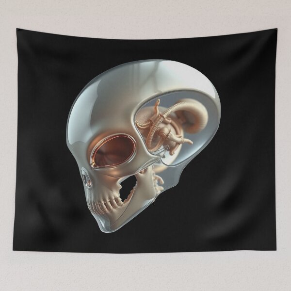 Item preview, Futuristic Biomechanical Alien Skull in Glass Shell designed and sold by MartinxMarie.