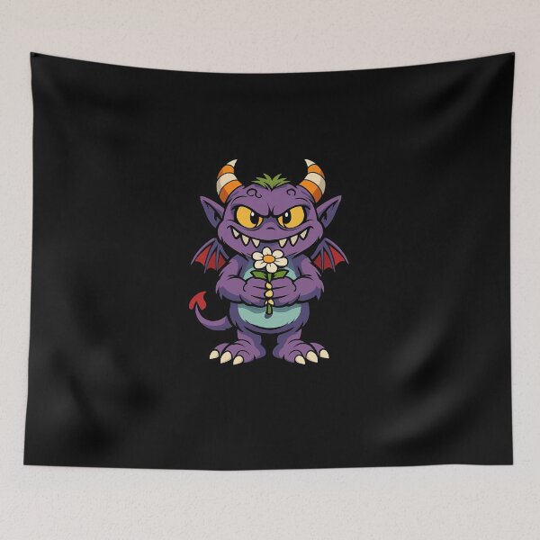Item preview, Cute Creepy Monster Holding a Flower – 90s Cartoon Horror Art designed and sold by Sonic Nova Studios.