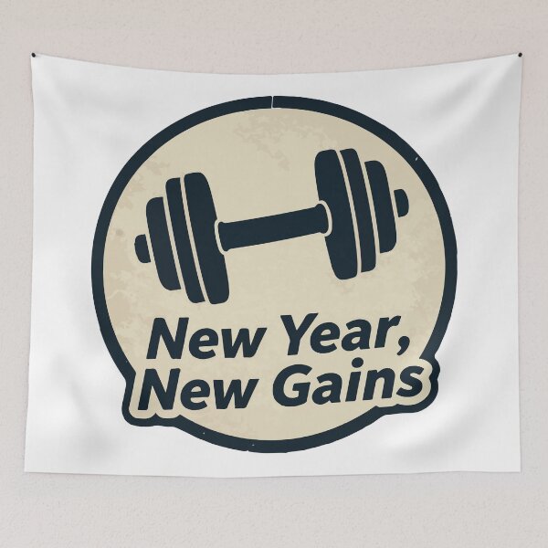 Item preview, New Year New Gains - Funny Gym Fitness Motivation Barbell Workout 2026 designed and sold by Design-Pro-21.