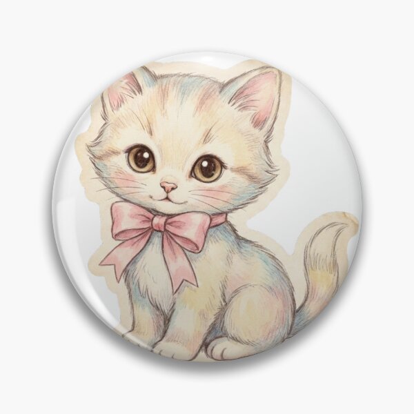 Item preview, Vintage kitten with bow designed and sold by ryogas.
