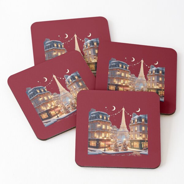 Item preview,  Paris France – Magical Christmas Night | Cute 3D City Label ,  designed and sold by PaintMeWorld.