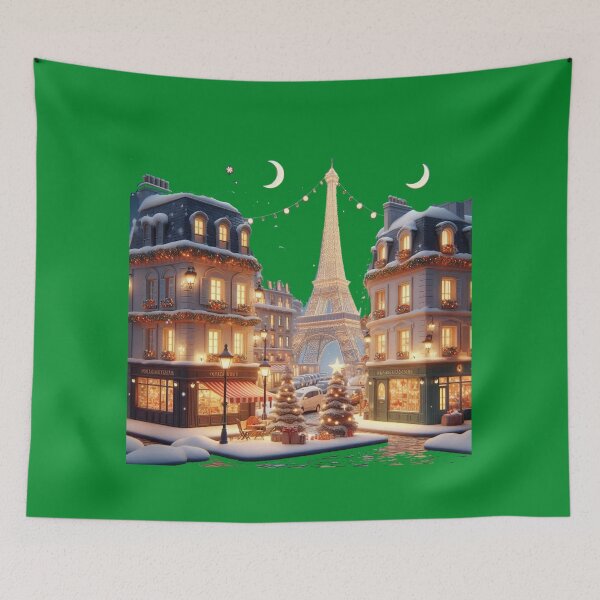 Item preview,  Paris France – Magical Christmas Night | Cute 3D City Label ,  designed and sold by PaintMeWorld.