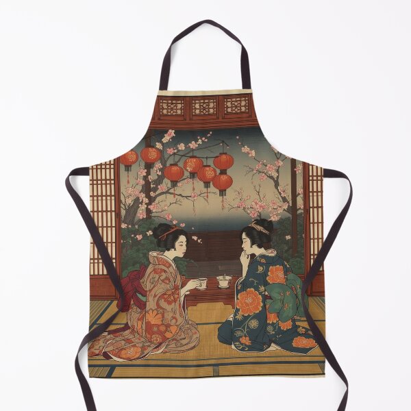 Item preview, Ukiyo E Evening Teahouse Two Women Lantern Interior Art designed and sold by Vandy Fullam.