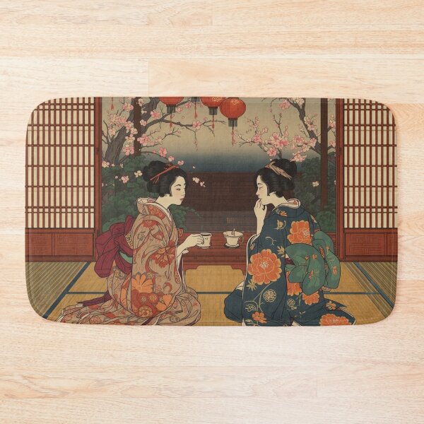 Item preview, Ukiyo E Evening Teahouse Two Women Lantern Interior Art designed and sold by Vandy Fullam.