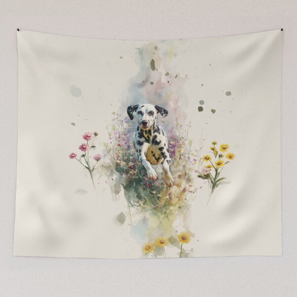 Item preview, A Dalmatian running through a field of wildflowers, Dogs in Motion designed and sold by CDC40.