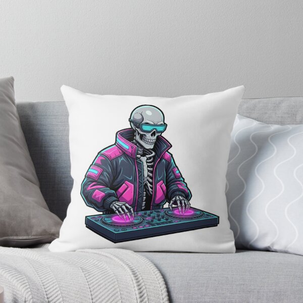 Item preview, Cyberpunk Skeleton DJ - Neon Street Art Skeleton Sticker designed and sold by Skill_&_Stone.