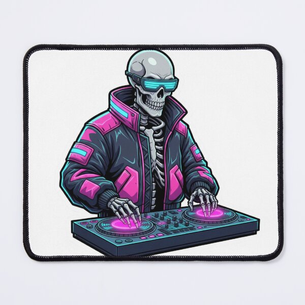 Item preview, Cyberpunk Skeleton DJ - Neon Street Art Skeleton Sticker designed and sold by Skill_&_Stone.