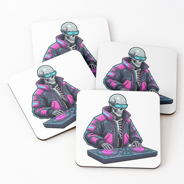 Item preview, Cyberpunk Skeleton DJ - Neon Street Art Skeleton Sticker designed and sold by Skill_&_Stone.