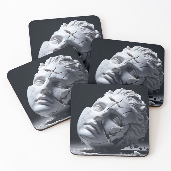 Item preview, Stillness and Form – Cracked Marble Head Sculpture Art designed and sold by Okmanoo.