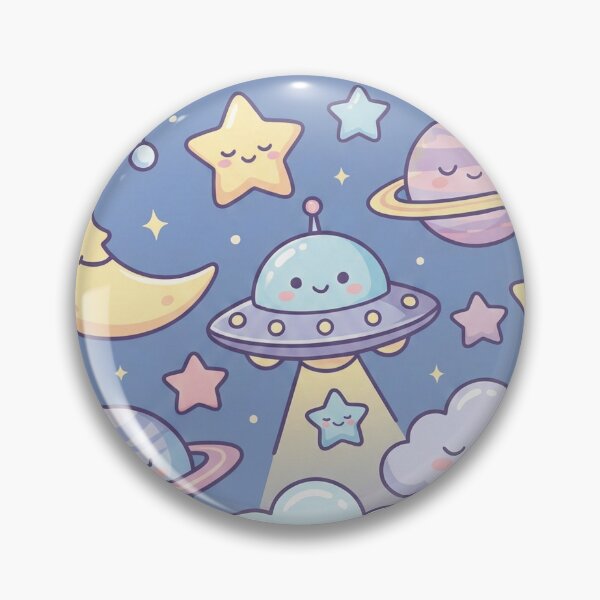 Item preview, Kawaii Space Night – Cute Moon UFO & Planets designed and sold by TheRaiShop.