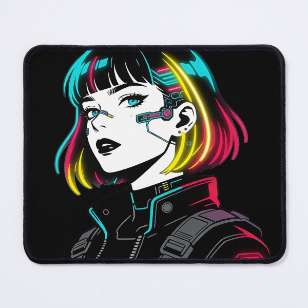 Item preview, Cool Neon Cyberpunk Anime Girl Portrait designed and sold by Vertex Vision Studio.