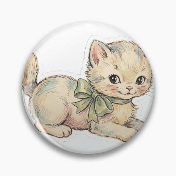 Item preview, Vintage kitten with bow designed and sold by ryogas.