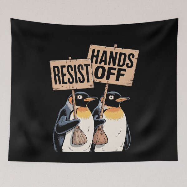 Item preview, Resist Hand off Penguin Activism men women designed and sold by MythWoot.