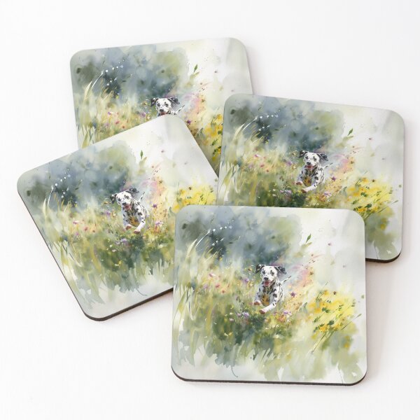 Item preview, A Dalmatian running through a field of wildflowers, Dogs in Motion designed and sold by CDC40.