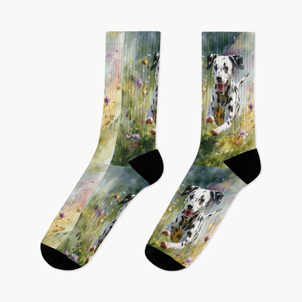 Item preview, A Dalmatian running through a field of wildflowers, Dogs in Motion designed and sold by CDC40.