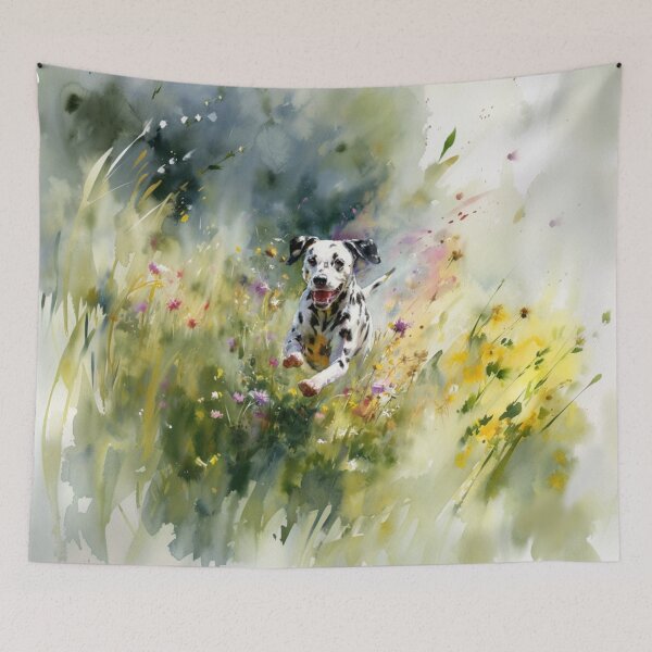 Item preview, A Dalmatian running through a field of wildflowers, Dogs in Motion designed and sold by CDC40.