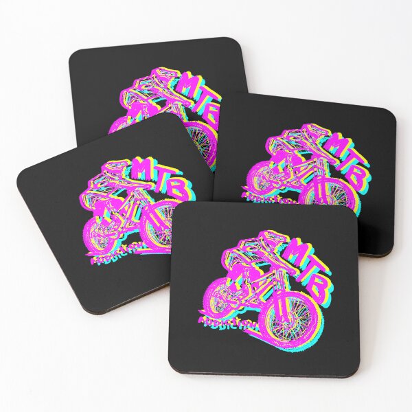 Item preview, MTB Addiction downhill rider pink yellow blue designed and sold by MTB Addiction.