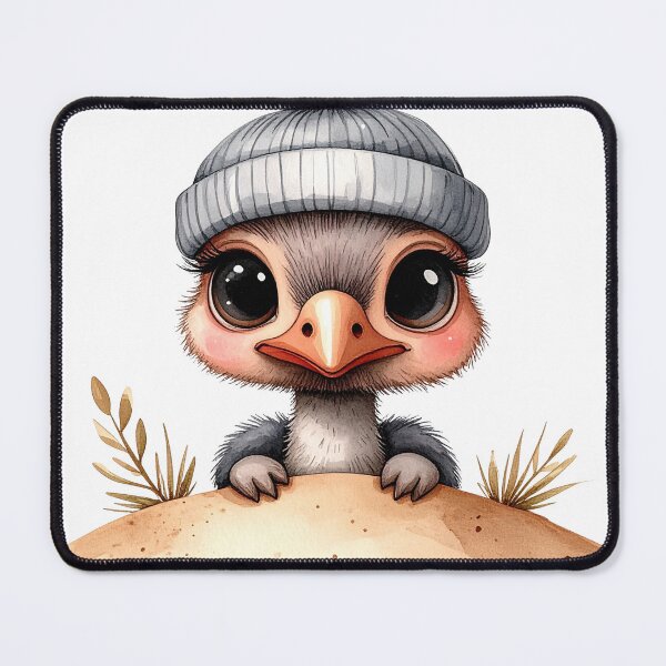 Item preview, Cute Baby Ostrich Peeking Over Sand Wearing Beanie designed and sold by takeng07.