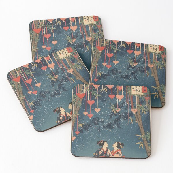 Item preview, Ukiyo E Lovers Wish Lanterns Tanabata Night Art designed and sold by Vandy Fullam.