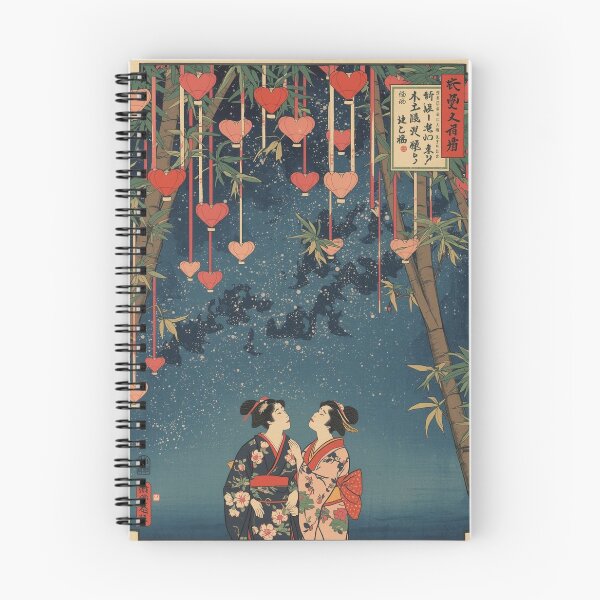 Item preview, Ukiyo E Lovers Wish Lanterns Tanabata Night Art designed and sold by Vandy Fullam.