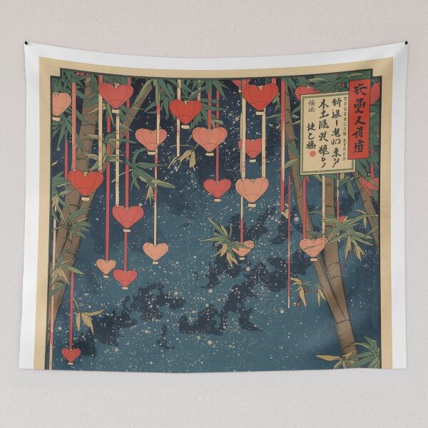 Item preview, Ukiyo E Lovers Wish Lanterns Tanabata Night Art designed and sold by Vandy Fullam.