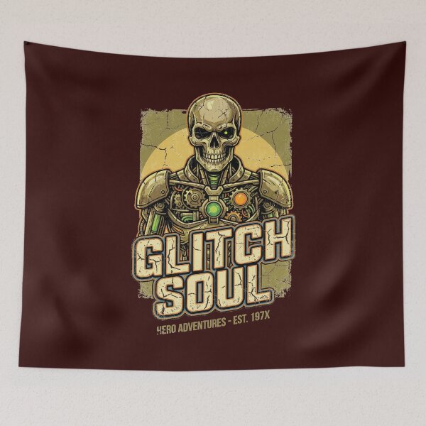 Item preview, Glitch Soul – Retro Cyberpunk Skeleton Hero Art designed and sold by Thaivi Design.