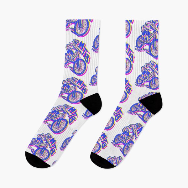 Item preview, MTB Addiction downhill rider blue yellow pink designed and sold by MTB Addiction.