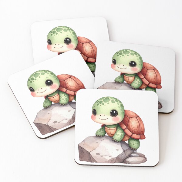 Item preview, Cute Baby Turtle Sitting On Rock Watercolor Illustration designed and sold by takeng07.