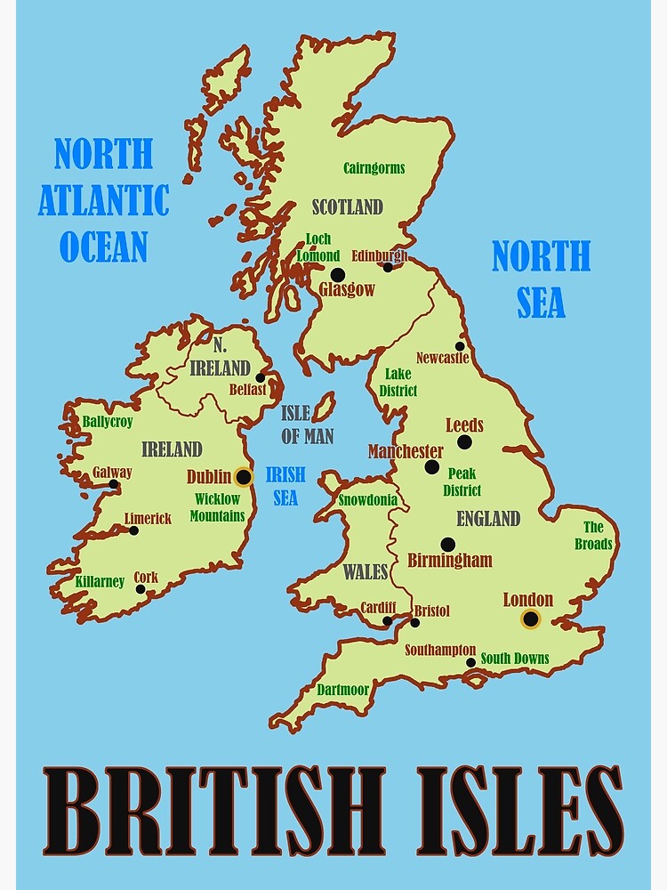 British Isles Labeled Map British Isles Map" Greeting Card By Beery | Redbubble