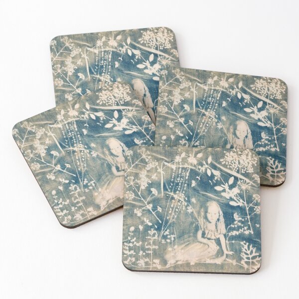 Item preview, Little girl seated in the woods cyanotype designed and sold by GayleHurleyArt.