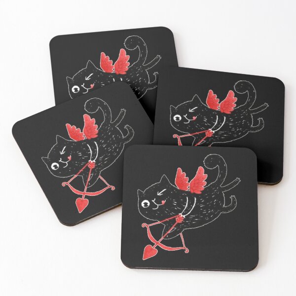 Item preview, black cupid cat gift for valentine`s day designed and sold by zuzzelek44.