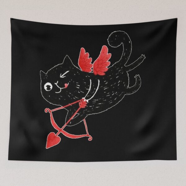 Item preview, black cupid cat gift for valentine`s day designed and sold by zuzzelek44.