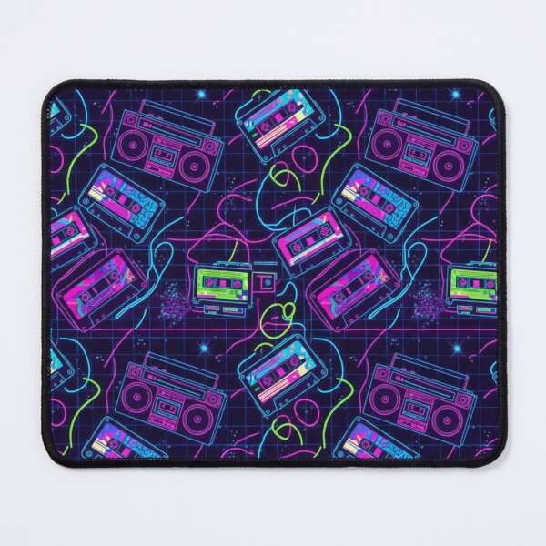 Item preview, Neon Retro Cassette Pattern – 80s Synthwave Music Vibes designed and sold by MerchYouSearch.