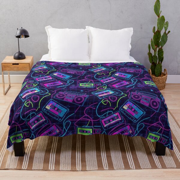 Item preview, Neon Retro Cassette Pattern – 80s Synthwave Music Vibes designed and sold by MerchYouSearch.