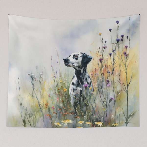Item preview, A Dalmatian running through a field of wildflowers, Dogs in Motion designed and sold by CDC40.