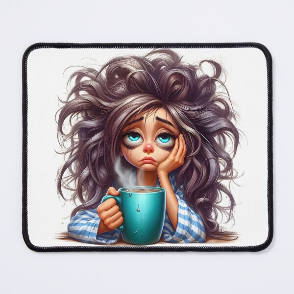 Item preview, Sleepy Girl With Coffee Mug – Cute Cozy Morning Coffee Illustration designed and sold by Lulunza.
