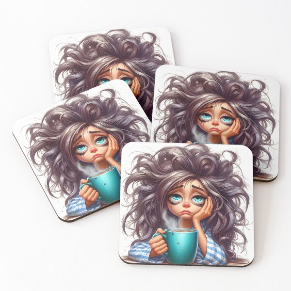 Item preview, Sleepy Girl With Coffee Mug – Cute Cozy Morning Coffee Illustration designed and sold by Lulunza.