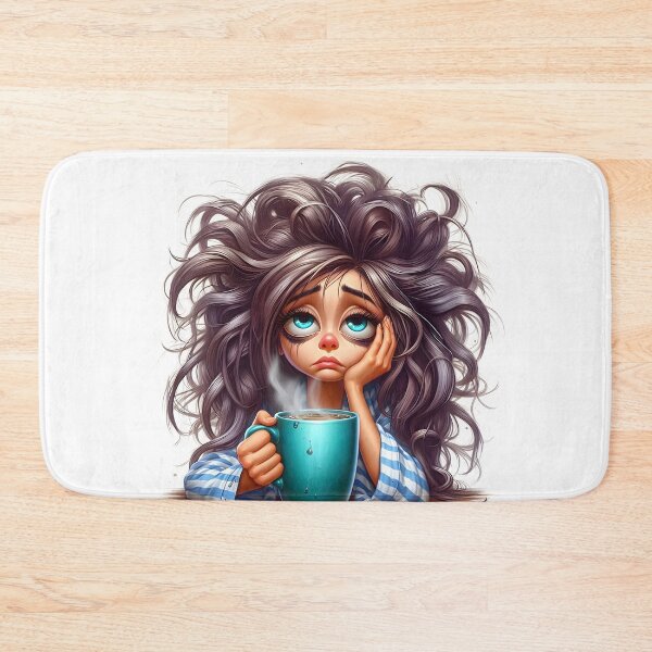 Item preview, Sleepy Girl With Coffee Mug – Cute Cozy Morning Coffee Illustration designed and sold by Lulunza.