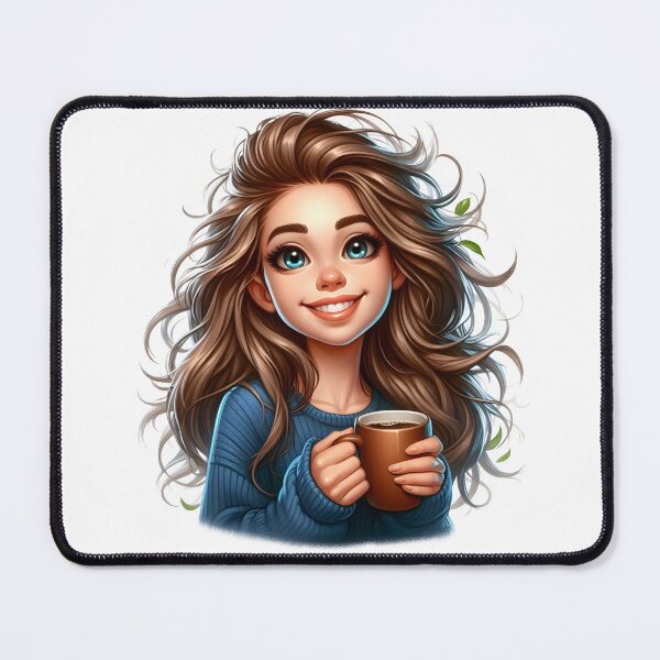 Item preview, Happy Girl Holding Coffee Cup – Cute Cozy Coffee Morning Art designed and sold by Lulunza.