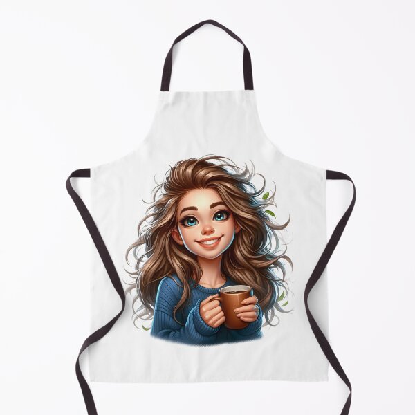 Item preview, Happy Girl Holding Coffee Cup – Cute Cozy Coffee Morning Art designed and sold by Lulunza.