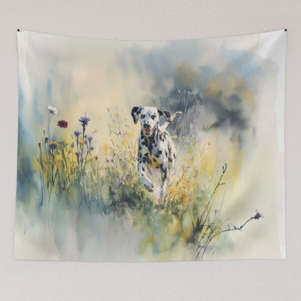 Item preview, A Dalmatian running through a field of wildflowers, Dogs in Motion designed and sold by CDC40.
