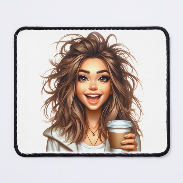 Item preview, Smiling Girl With Coffee – Positive Morning Coffee Girl Illustration designed and sold by Lulunza.