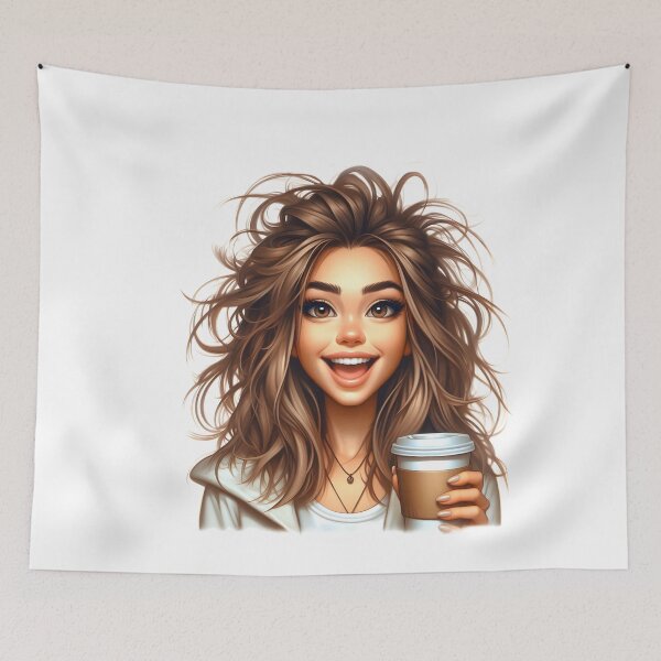 Item preview, Smiling Girl With Coffee – Positive Morning Coffee Girl Illustration designed and sold by Lulunza.